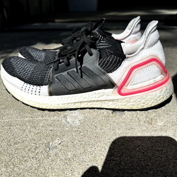 Adidas Ultraboost 19 Running Shoes Athletic Active Knitted Pink Black White 11 - Picture 4 of 7
